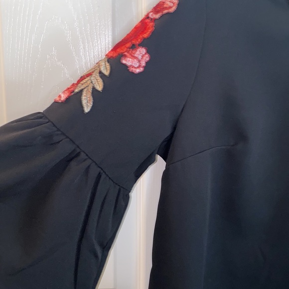 Black Top with Rose Appliqué - Picture 2 of 5
